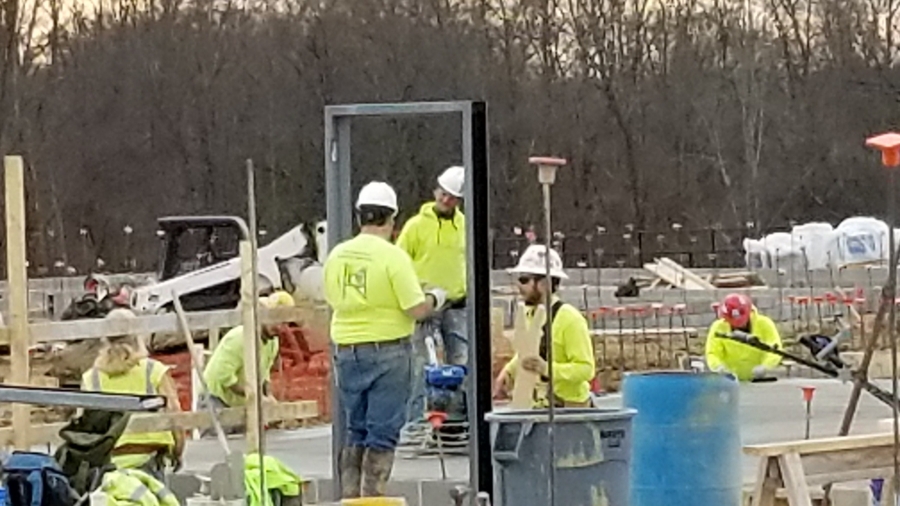 door frame at a construction site